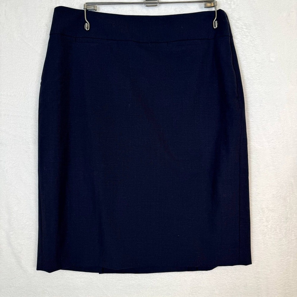 Banana Republic Navy Wool-Blend Pencil Skirt Size 8 – Side Zipper & Slit W 167 - Picture 3 of 8